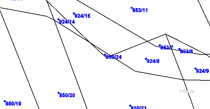 Parcela st. 850/24 v KÚ Mokrosuky, Katastrální mapa