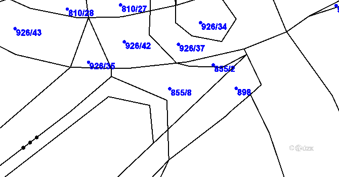 Parcela st. 855/8 v KÚ Mokrosuky, Katastrální mapa