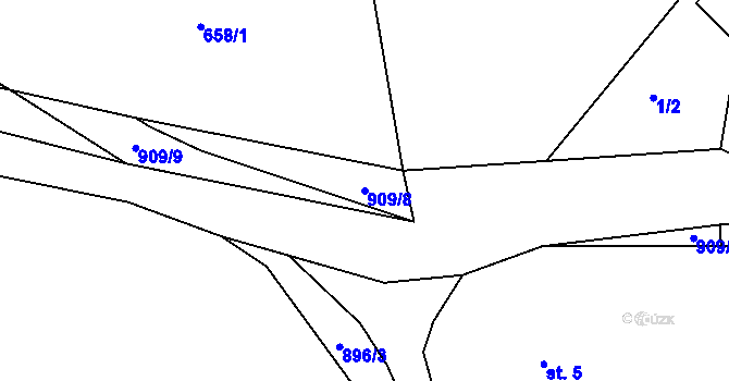 Parcela st. 909/8 v KÚ Mokrosuky, Katastrální mapa