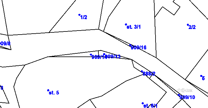 Parcela st. 909/13 v KÚ Mokrosuky, Katastrální mapa
