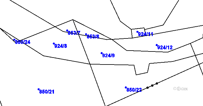 Parcela st. 924/9 v KÚ Mokrosuky, Katastrální mapa