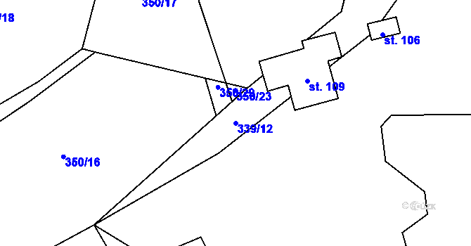 Parcela st. 339/12 v KÚ Mokrosuky, Katastrální mapa