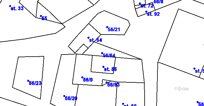 Parcela st. 56/64 v KÚ Mokrosuky, Katastrální mapa