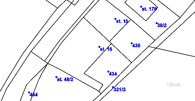 Parcela st. 16 v KÚ Mokrovousy, Katastrální mapa