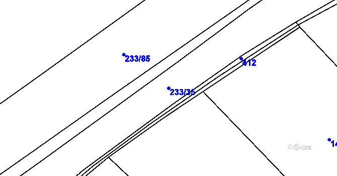 Parcela st. 233/35 v KÚ Mokrovousy, Katastrální mapa