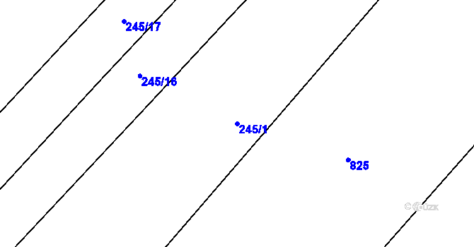 Parcela st. 245/1 v KÚ Mokrovousy, Katastrální mapa
