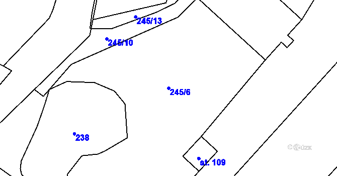 Parcela st. 245/6 v KÚ Mokrovousy, Katastrální mapa