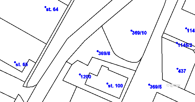 Parcela st. 369/8 v KÚ Mokrovousy, Katastrální mapa
