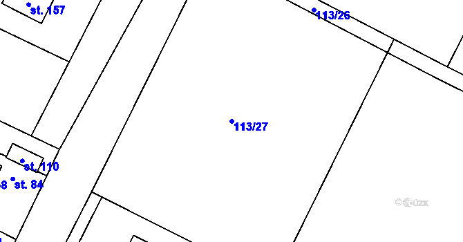 Parcela st. 113/27 v KÚ Mokrovousy, Katastrální mapa