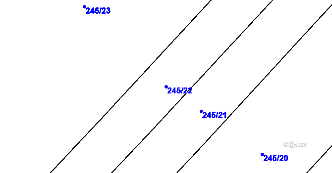 Parcela st. 245/22 v KÚ Mokrovousy, Katastrální mapa