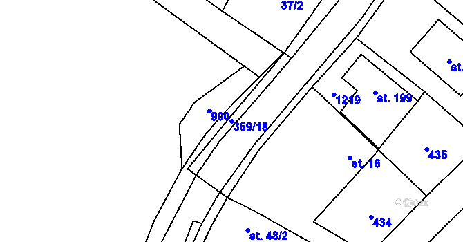 Parcela st. 369/18 v KÚ Mokrovousy, Katastrální mapa