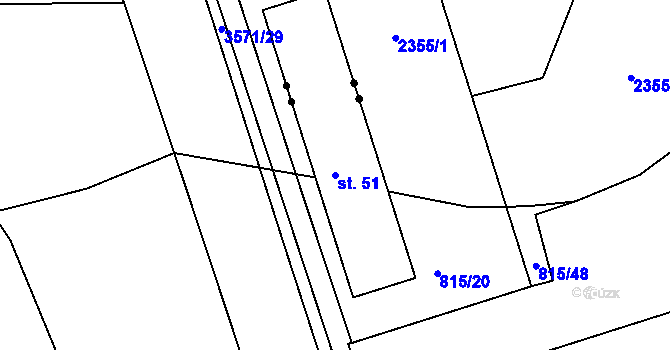 Parcela st. 51 v KÚ Mokřiny, Katastrální mapa