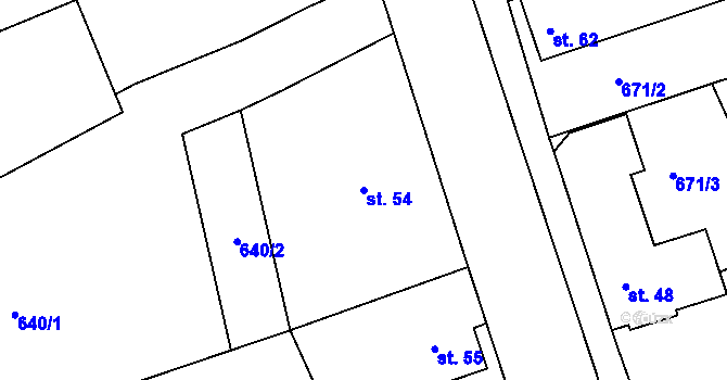 Parcela st. 54 v KÚ Mokřiny, Katastrální mapa