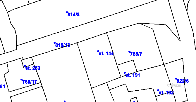 Parcela st. 144 v KÚ Mokřiny, Katastrální mapa