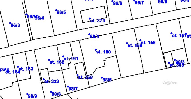 Parcela st. 160 v KÚ Mokřiny, Katastrální mapa