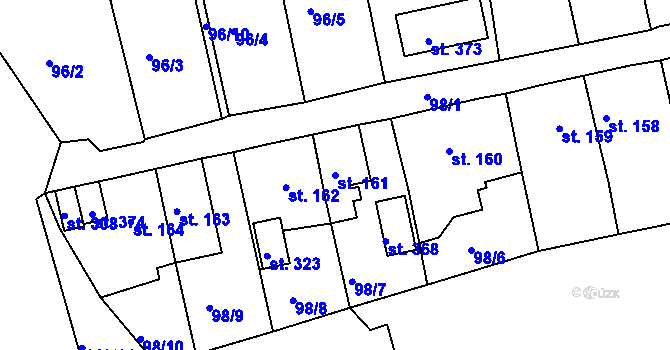 Parcela st. 161 v KÚ Mokřiny, Katastrální mapa