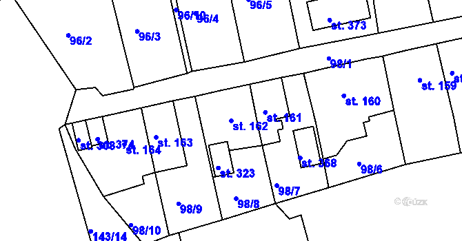 Parcela st. 162 v KÚ Mokřiny, Katastrální mapa