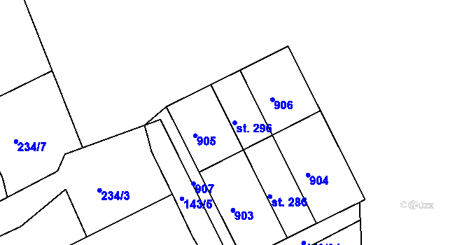 Parcela st. 296 v KÚ Mokřiny, Katastrální mapa