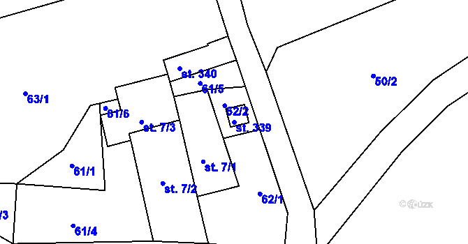 Parcela st. 339 v KÚ Mokřiny, Katastrální mapa