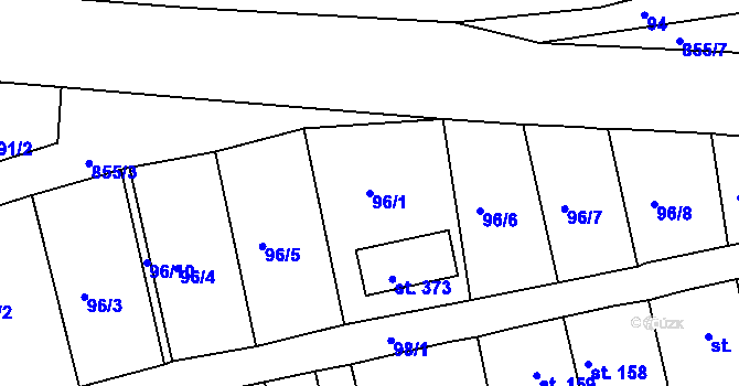 Parcela st. 96/1 v KÚ Mokřiny, Katastrální mapa