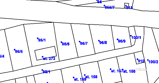 Parcela st. 96/7 v KÚ Mokřiny, Katastrální mapa