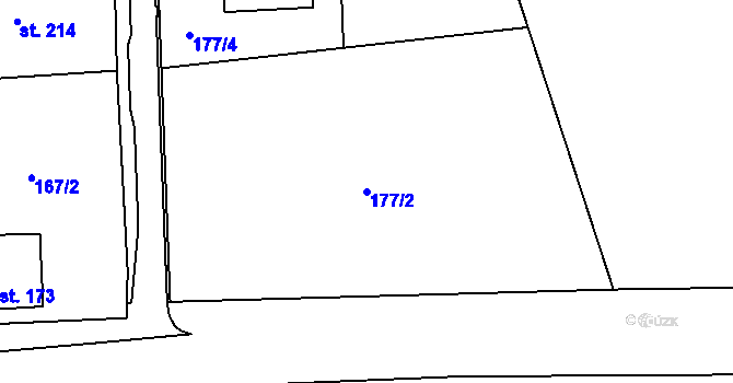Parcela st. 177/2 v KÚ Mokřiny, Katastrální mapa