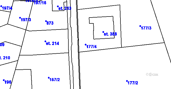 Parcela st. 177/4 v KÚ Mokřiny, Katastrální mapa