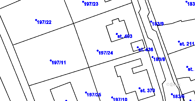 Parcela st. 197/24 v KÚ Mokřiny, Katastrální mapa