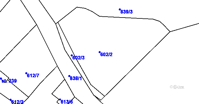 Parcela st. 602/2 v KÚ Mokřiny, Katastrální mapa