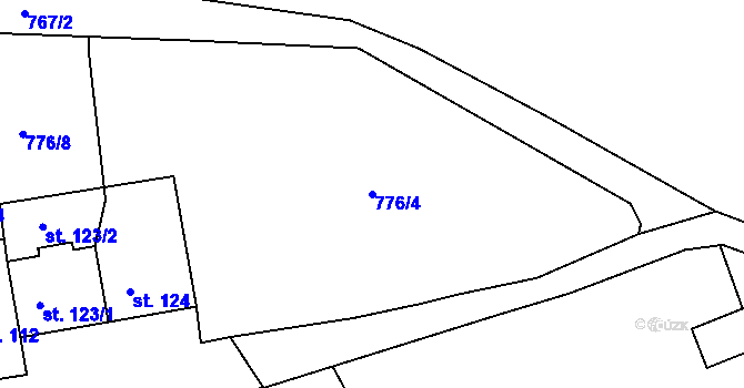 Parcela st. 776/4 v KÚ Mokřiny, Katastrální mapa