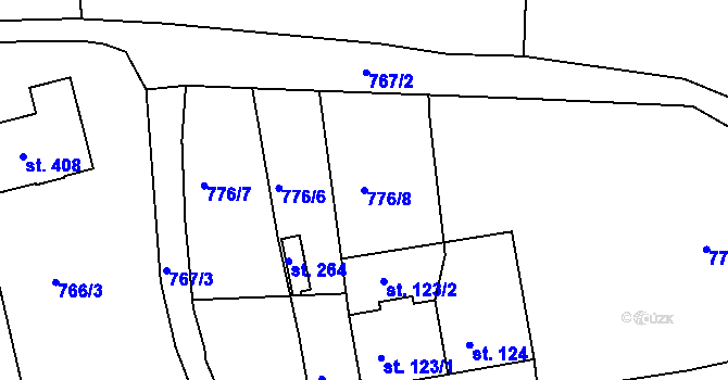 Parcela st. 776/8 v KÚ Mokřiny, Katastrální mapa