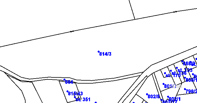 Parcela st. 814/3 v KÚ Mokřiny, Katastrální mapa