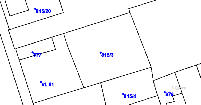 Parcela st. 815/3 v KÚ Mokřiny, Katastrální mapa
