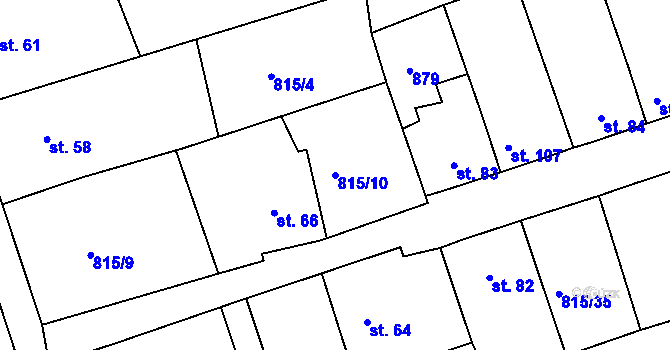 Parcela st. 815/10 v KÚ Mokřiny, Katastrální mapa