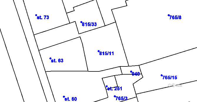 Parcela st. 815/11 v KÚ Mokřiny, Katastrální mapa