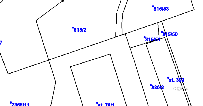 Parcela st. 815/37 v KÚ Mokřiny, Katastrální mapa