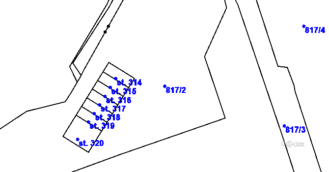 Parcela st. 817/2 v KÚ Mokřiny, Katastrální mapa