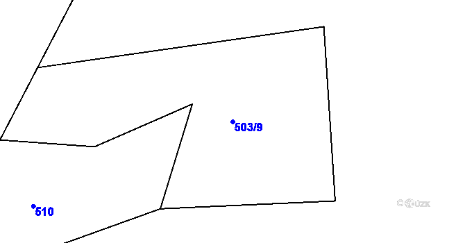 Parcela st. 503/9 v KÚ Mokřiny, Katastrální mapa