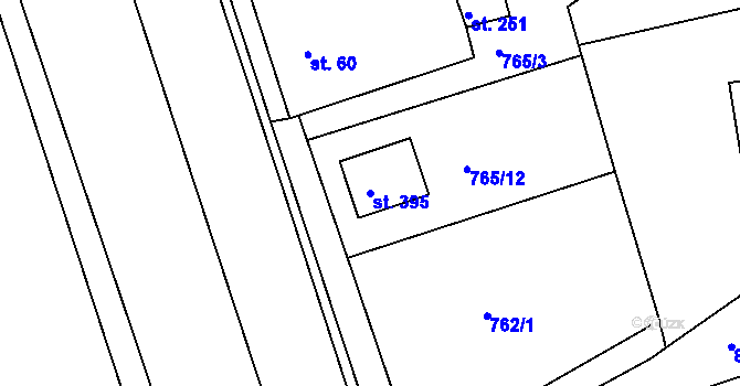 Parcela st. 395 v KÚ Mokřiny, Katastrální mapa