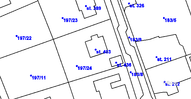 Parcela st. 403 v KÚ Mokřiny, Katastrální mapa