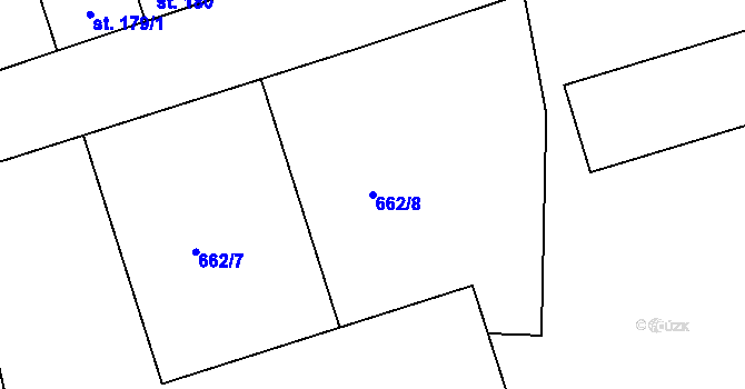 Parcela st. 662/8 v KÚ Mokřiny, Katastrální mapa