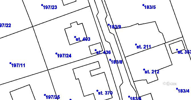 Parcela st. 436 v KÚ Mokřiny, Katastrální mapa