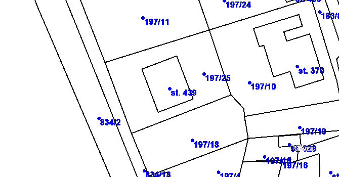 Parcela st. 439 v KÚ Mokřiny, Katastrální mapa