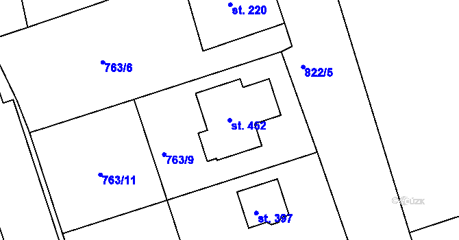 Parcela st. 452 v KÚ Mokřiny, Katastrální mapa