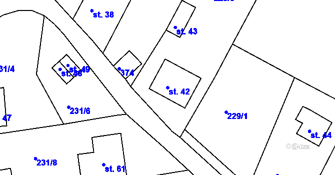 Parcela st. 42 v KÚ Nový Žďár, Katastrální mapa