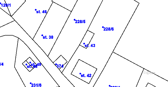 Parcela st. 43 v KÚ Nový Žďár, Katastrální mapa
