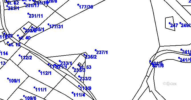 Parcela st. 237/1 v KÚ Nový Žďár, Katastrální mapa