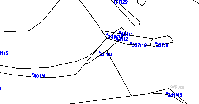 Parcela st. 401/3 v KÚ Nový Žďár, Katastrální mapa