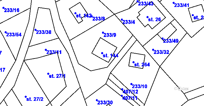 Parcela st. 144 v KÚ Nové Město u Mikulova, Katastrální mapa
