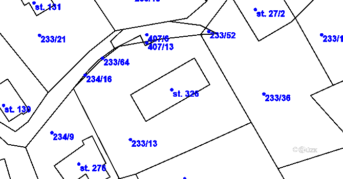 Parcela st. 326 v KÚ Nové Město u Mikulova, Katastrální mapa